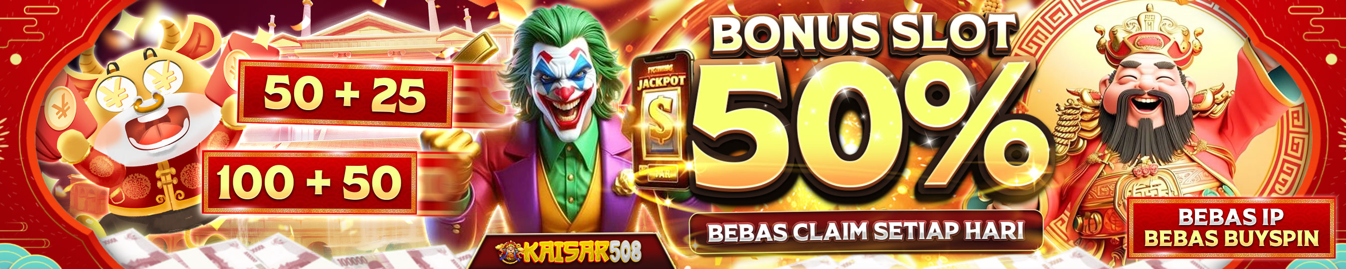 bonus 50% didepan bebas ip